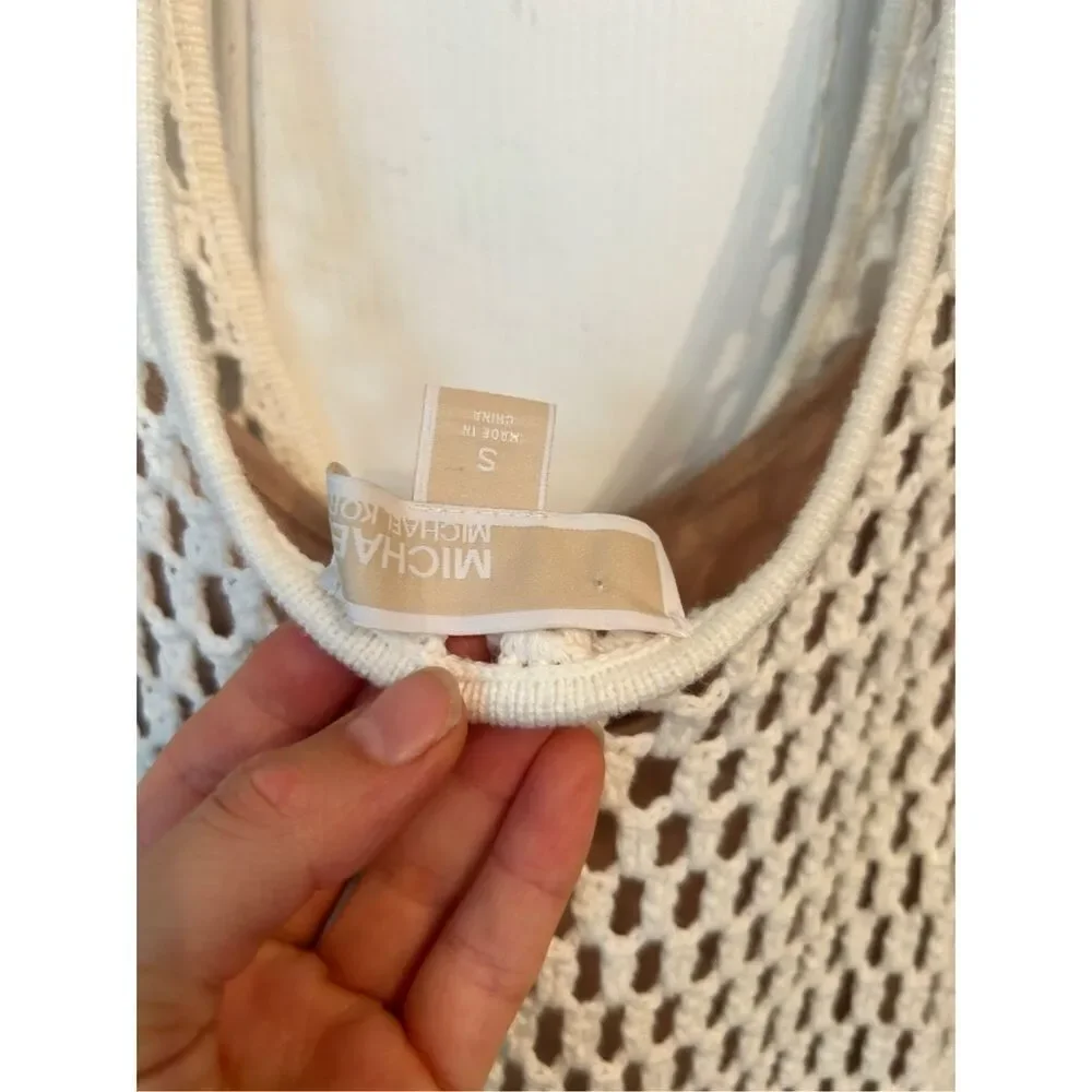 MICHAEL KORS Knit Ivory Dress knee length sleeves cotton with underdress